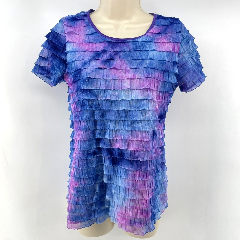 Y2K Women's PS Top Pink Purple Ruffles Tiered Mermaid Fairy Kawaii Cute Goth‎